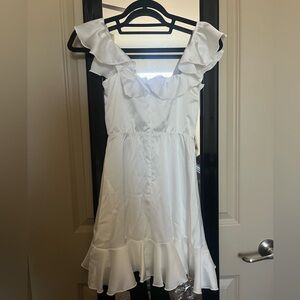 Lucy in the Sky Satin Ruffle Mini Dress